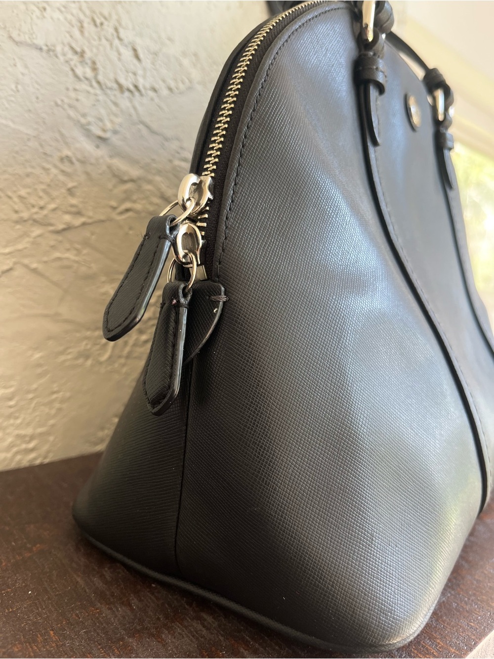 Coach Black Leather Dome Satchel Large Structured Tote Bag - Picture 5 of 13